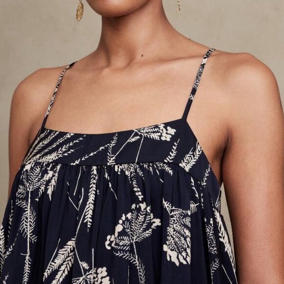 Banana Republic Trapeze Maxi Dress NWT NEW Size 2 Petite Navy Beige Beach Boho - Picture 3 of 14